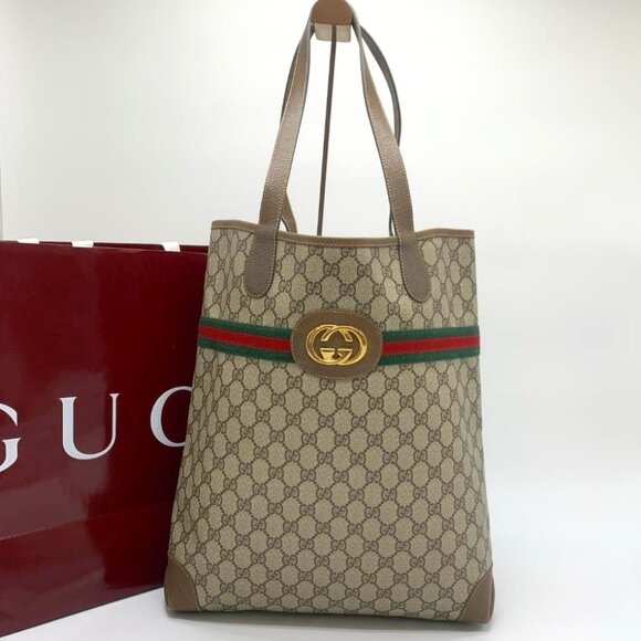 Gucci GG Marmont Sherry Large Tote Canvas Ophidia Shoulder Bag Handbag - Picture 1 of 14